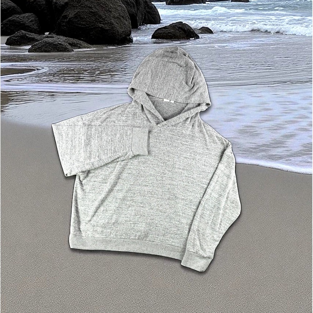 Gap Crop Hoodie Women XL‎ Gray Softspun Hoodie Heather Boho Run Gym Lounge